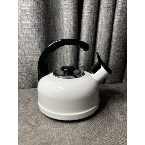 Dansk Dining Dansk Gunnar White Tea Pot Kettle Enamel Black Handle
